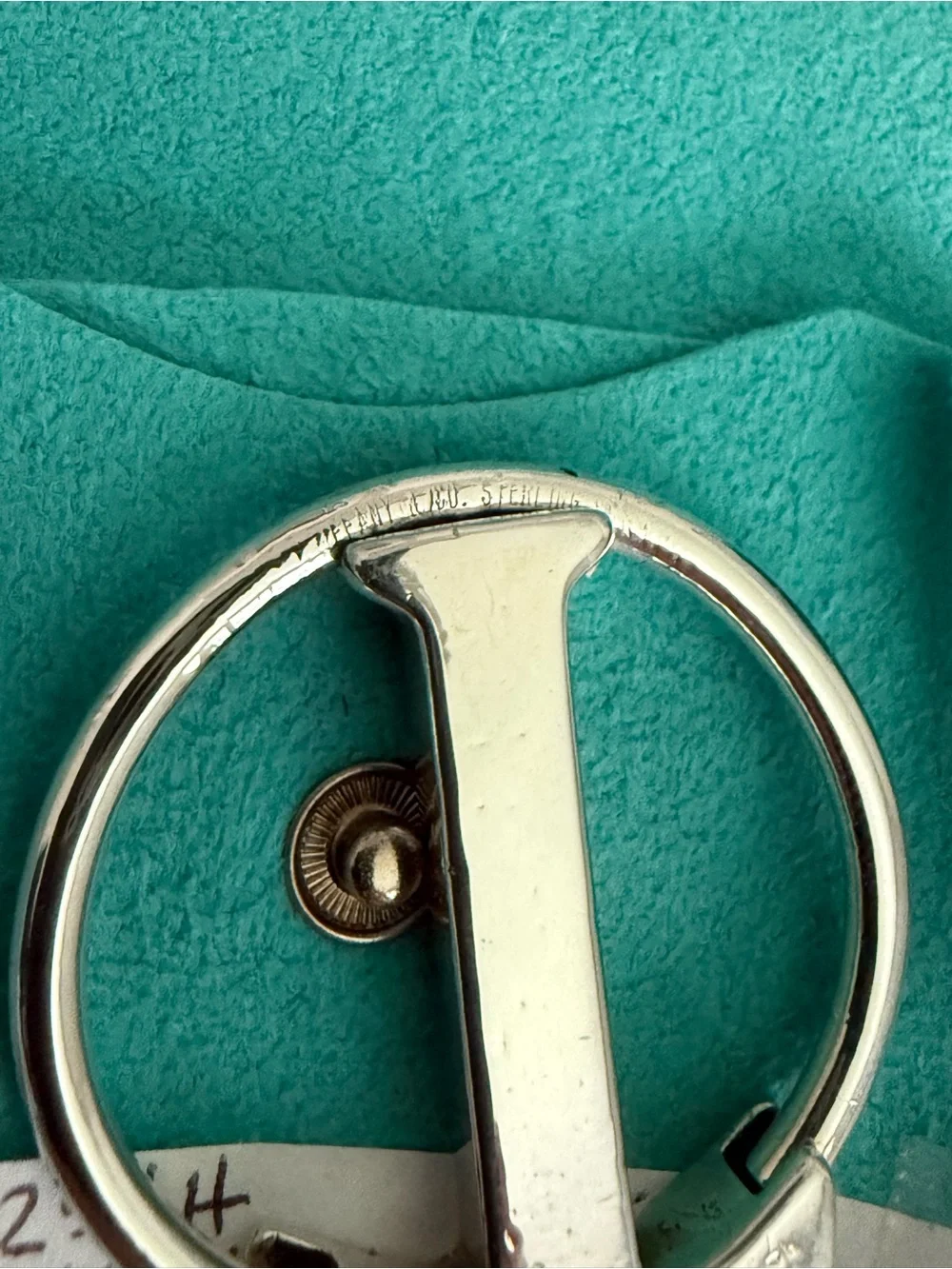 RARE - Tiffany & Co Sterling Silver Atlas T Keychain Key Ring -Vintage/Authentic